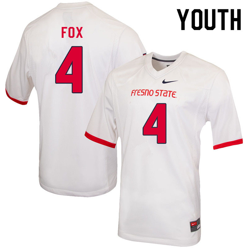 Youth #4 Andres Fox Fresno State Bulldogs College Football Jerseys Sale-White - Click Image to Close